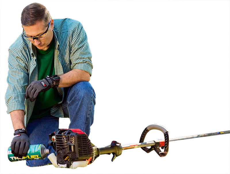 Man Filling Yard Equipment with TruFuel